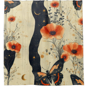 Rideaux De Douche Papillon Vintage Fleur Sauvage (6)