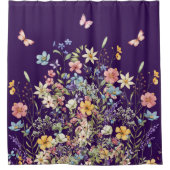 Rideaux De Douche Papillon Violet et Fleurs (Devant)