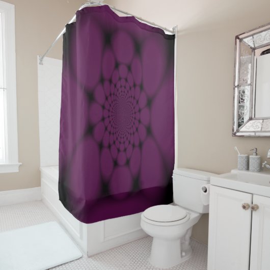 Rideaux De Douche Papillon Violet Noir Petale (En situation)