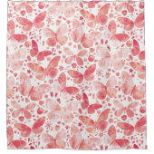 Rideaux De Douche Papillons Aquarelle Corail rose (Devant)