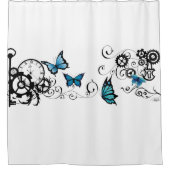 Rideaux De Douche Papillons bleu Tribal Steampunk (Devant)
