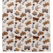 Rideaux De Douche Papillons Boho Esthétiques Avec Printemps Feuille (Devant)