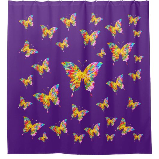 RIDEAUX DE DOUCHE PAPILLONS COLORÉS ABSTRAITS (Devant)