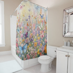 Rideaux De Douche Papillons du Paradis – Une Fleur Sauvage Colorée