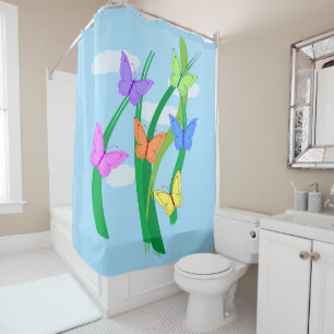 Rideaux De Douche Papillons et ciel colorés