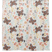 Rideaux De Douche Papillons Fleurs Et Abeilles (Devant)