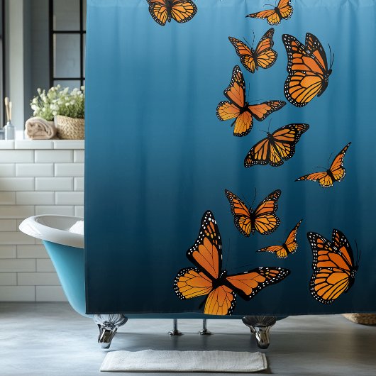 Rideaux De Douche Papillons Monarch Ombre Bleu