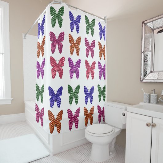Rideaux De Douche Papillons Polka Dot (En situation)