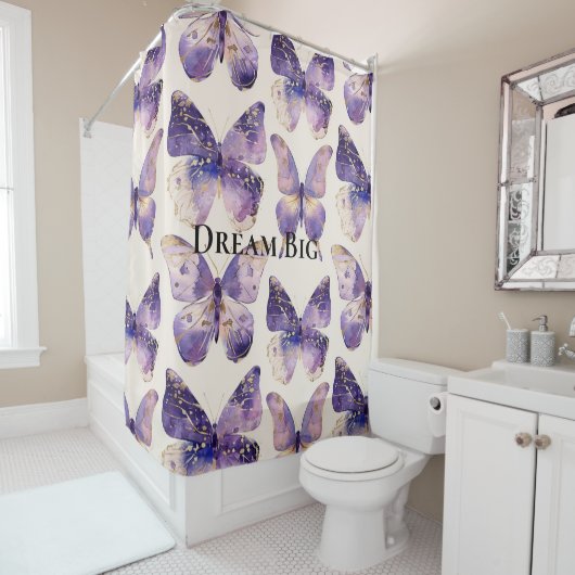 Rideaux De Douche Papillons Purple Gold (En situation)