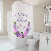 Rideaux De Douche Papillons rose et pourpre (En situation)