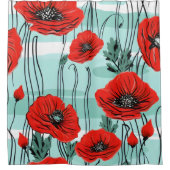 Rideaux De Douche Papillons rouges et bandes vertes (Devant)