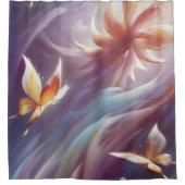 Rideaux De Douche Papillons stylisés et fleurs (Devant)