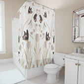 Rideaux De Douche Papillons Tulipes Motif rose (En situation)