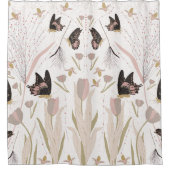 Rideaux De Douche Papillons Tulipes Motif rose (Devant)