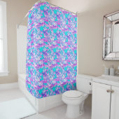 Rideaux De Douche Papillons, violet et turquoise (En situation)