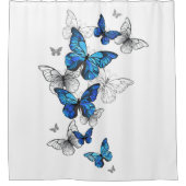 Rideaux De Douche Papillons volants bleus Morpho (Devant)