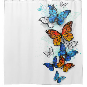 Rideaux De Douche Papillons volants Morpho et Monarch