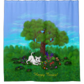 Rideaux De Douche Pâques - Chiot Capo et Papillon (Devant)