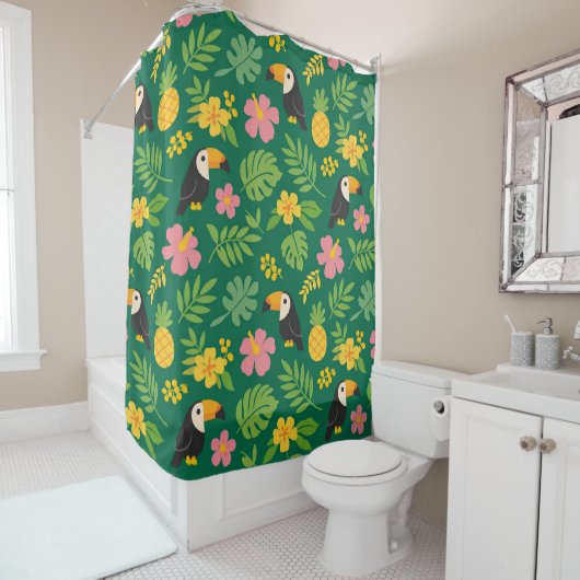 Rideaux De Douche Paradis du Toucan Tropical (En situation)