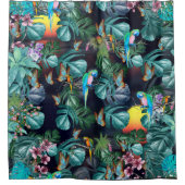 Rideaux De Douche Paradis tropical de la flore au coucher du soleil (Devant)