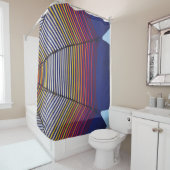 Rideaux De Douche Parapluie bleu et multicolore (En situation)