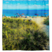 Rideaux De Douche Parasols de plage le long de l'océan (Devant)