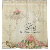 Rideaux De Douche Parchment Romance Roses Paris Chandelier parisien (Devant)
