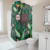 Rideaux De Douche Paresse mignonne en vert tropical illustration mot (En situation)