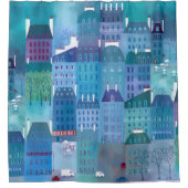 Rideaux De Douche Paris bleu (Devant)