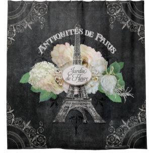 Rideaux De Douche Paris Vintage Fleur Jardin Paris Tour Eiffel