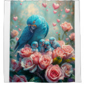 Rideaux De Douche Parrot bleu et bébés (Devant)