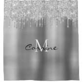Rideaux De Douche Parties scintillant à goutte d'argent Monogramme P (Devant)