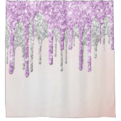 Rideaux De Douche *~* PARTIES SCINTILLANT à goutte MAGENTA en ARGENT (Devant)