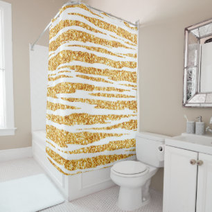 Rideaux De Douche Parties scintillant blanche or Boho Populaire Tige