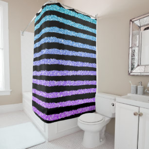 Rideaux De Douche Parties scintillant bleue et violette et bandes de