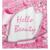 Rideaux De Douche Parties scintillant brillante 3D PINK Frame HELLO  (Devant)