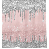 Rideaux De Douche Parties scintillant brillante gouttes rose Silver  (Devant)