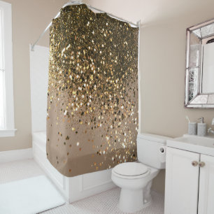 Rideaux De Douche Parties scintillant Brown d'or de Sparkling Glam #