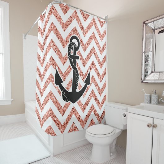 Rideaux De Douche Parties scintillant Chevrons (En situation)