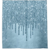 Rideaux De Douche Parties scintillant de glace à goutte | Blue Faux  (Devant)