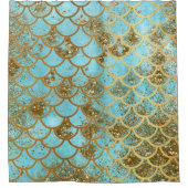 Rideaux De Douche Parties scintillant d'or bleu Iridescente Mermaid (Devant)