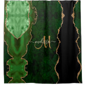 Rideaux De Douche Parties scintillant d'or vert chic Agate Monogramm (Devant)