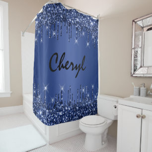 Rideaux De Douche Parties scintillant Drives Name Blue Navy Princess