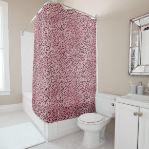 Rideaux De Douche Parties scintillant empreinte de léopard rose