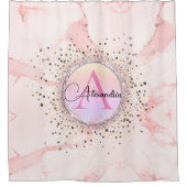 Rideaux De Douche Parties scintillant en marbre rose Monogramme pers (Devant)