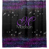 Rideaux De Douche Parties scintillant en métal brossé noir violet mo (Devant)