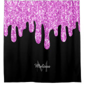 Rideaux De Douche Parties scintillant étincelante rose noir Monogram (Devant)