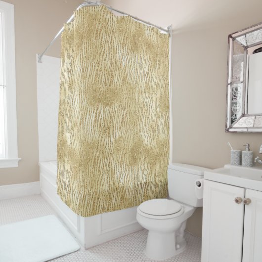 Rideaux De Douche Parties scintillant Glam Or Zebra Print       (En situation)