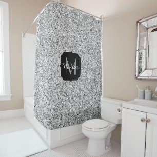 Rideaux De Douche Parties scintillant gris argent scintille Monogram