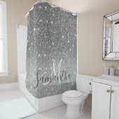 Rideaux De Douche Parties scintillant gris moderne éclabousser Nom p (En situation)